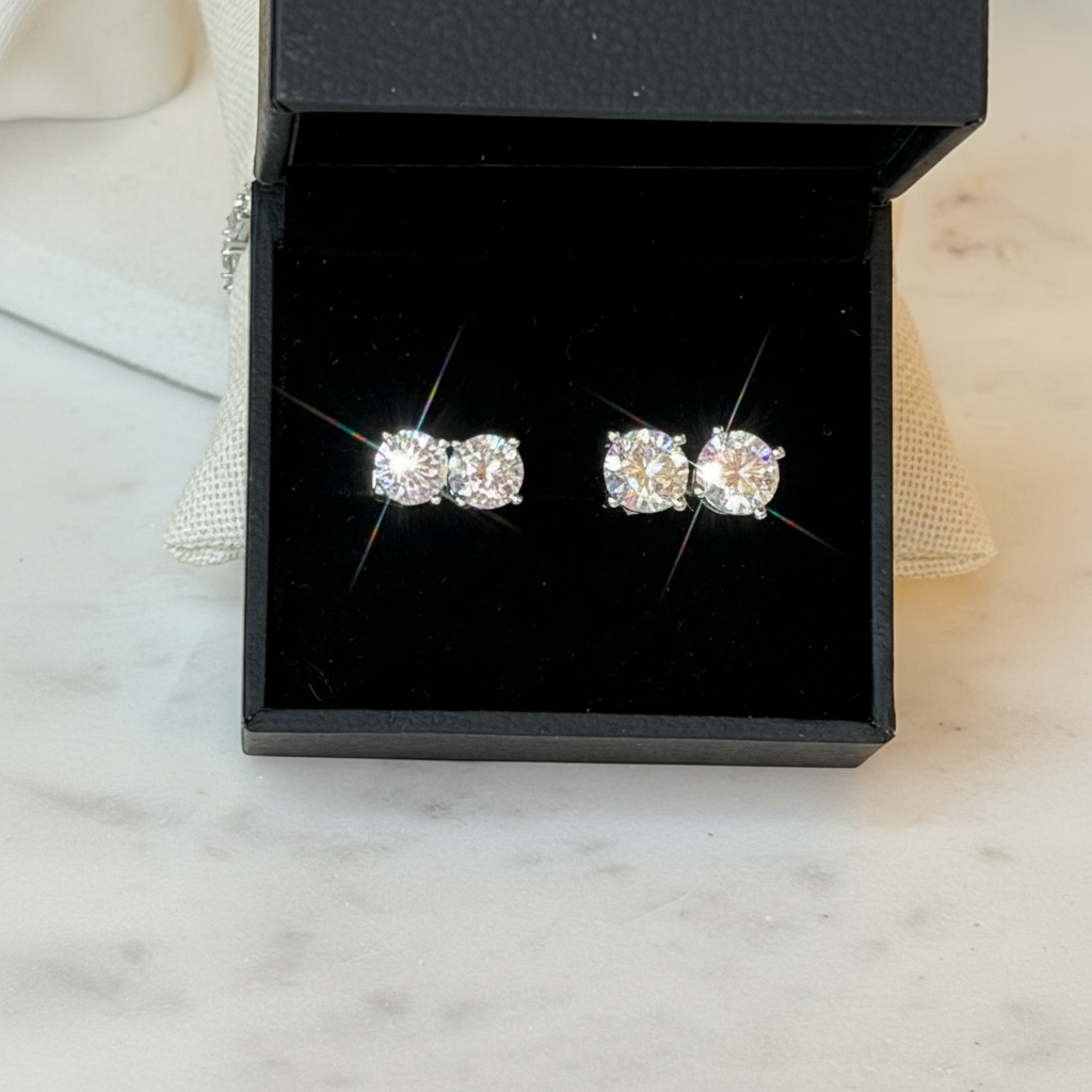 Honey Spark Petite Moissanite Studs