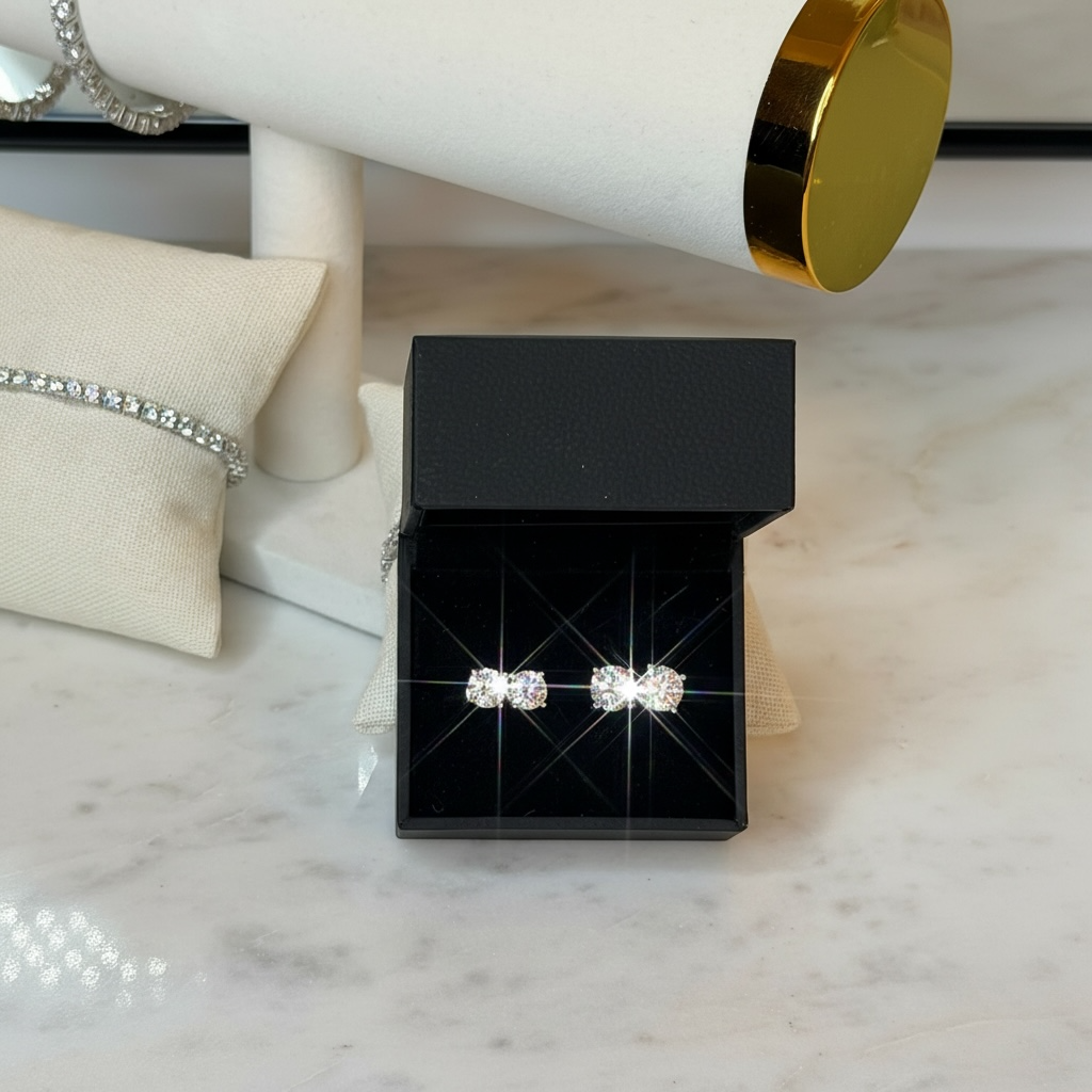 Honey Spark Petite Moissanite Studs