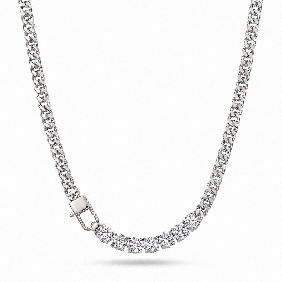 Bee Cuban Link Necklace - White Gold