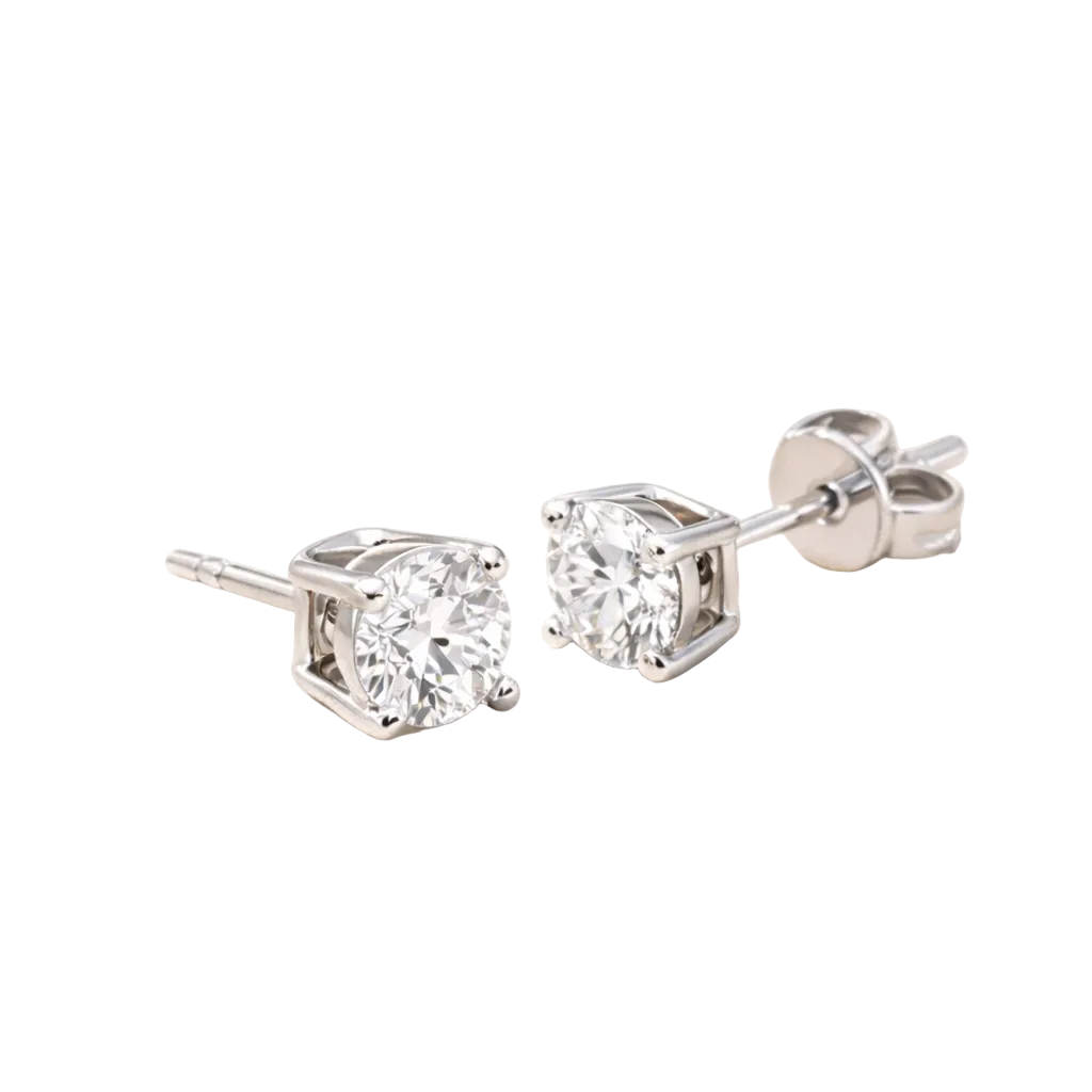 Big Sparkle Moissanite Stud Earrings — 925 Sterling Silver, 18K Gold Plated Finish, Nickel-Free + Hypoallergenic