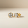 Princess-Cut Halo Stud Earrings