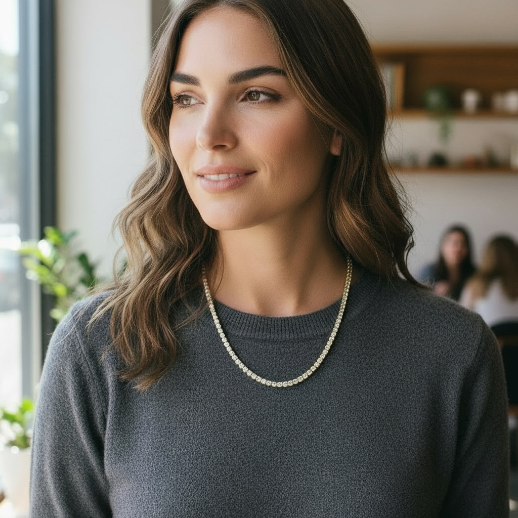 Bee Sparkle Tennis Necklace — Gold