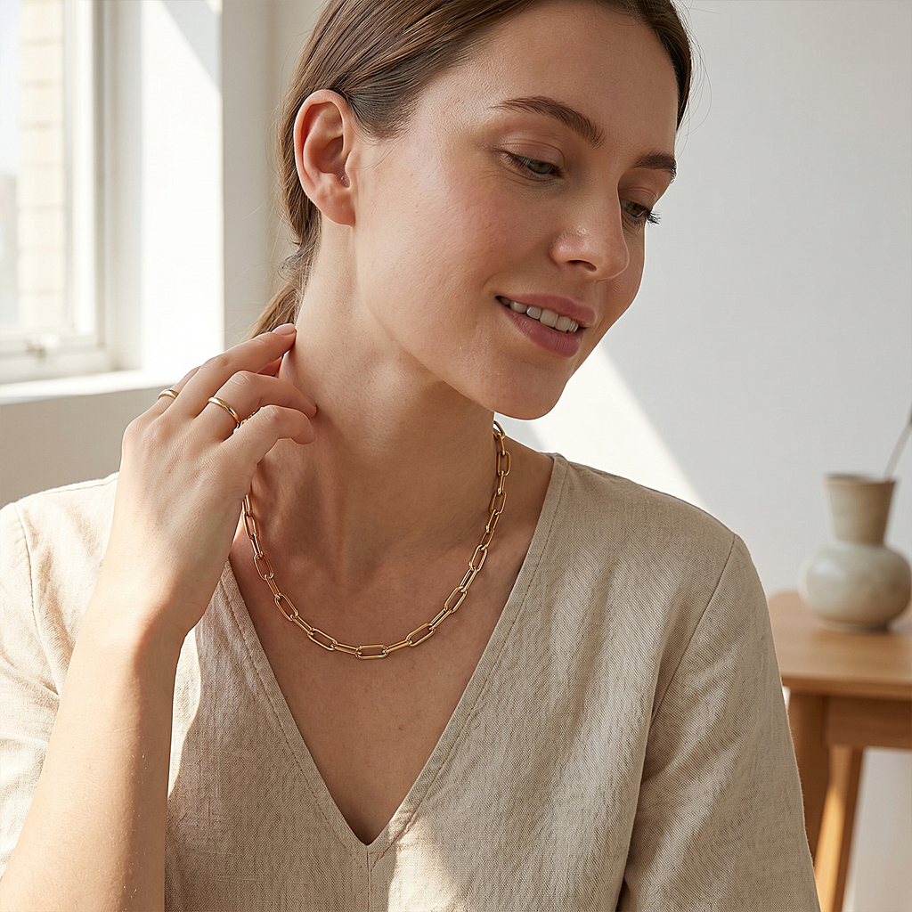 Bee Signature Paperclip Necklace