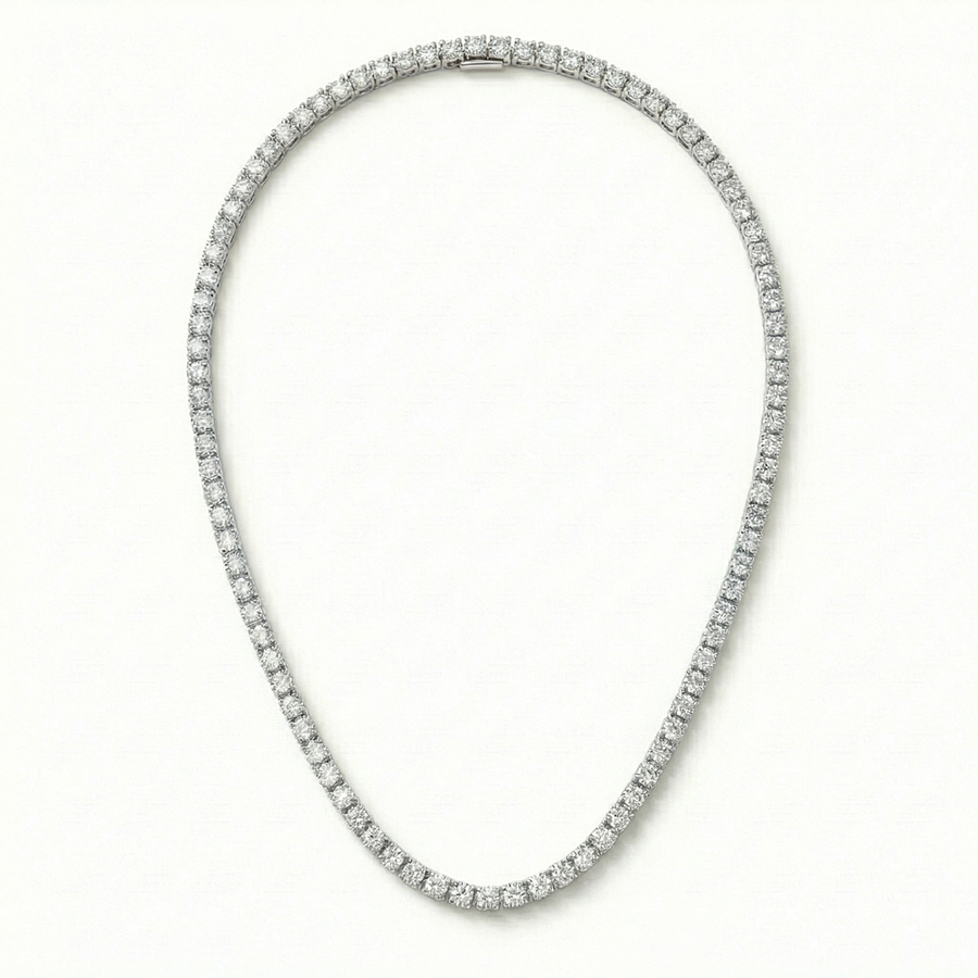 Bee Sparkle Tennis Necklace - White Gold