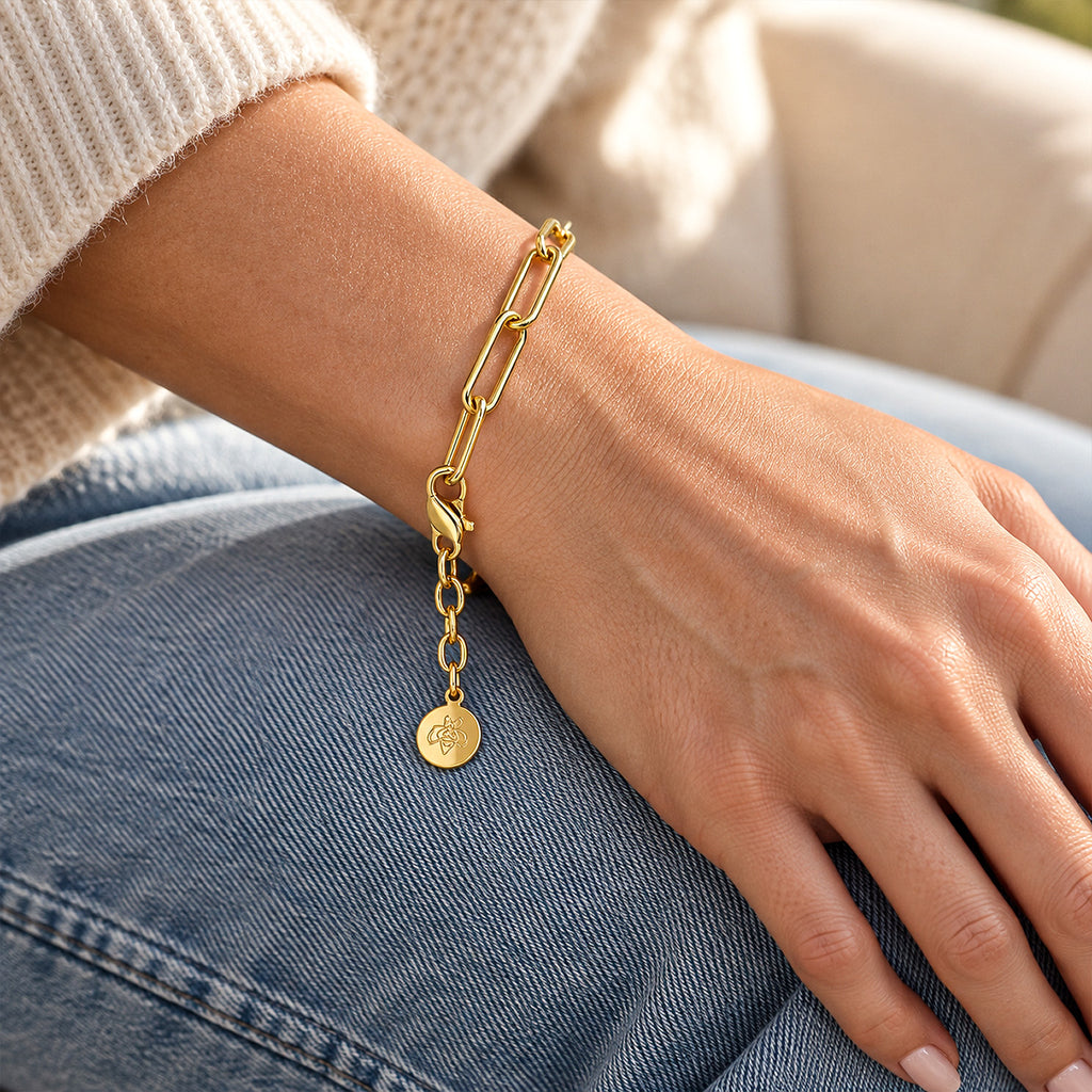 Bee Signature Paperclip Link Bracelet