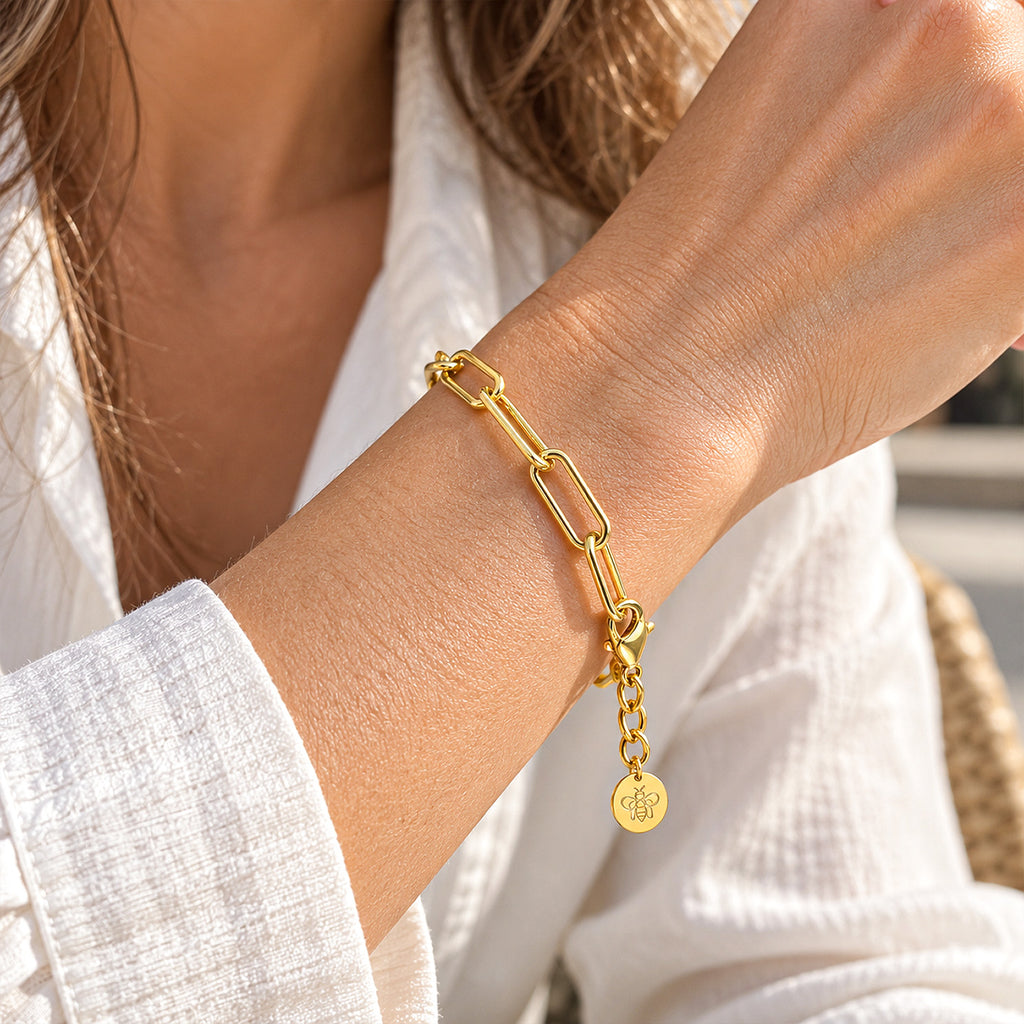 Bee Signature Paperclip Link Bracelet