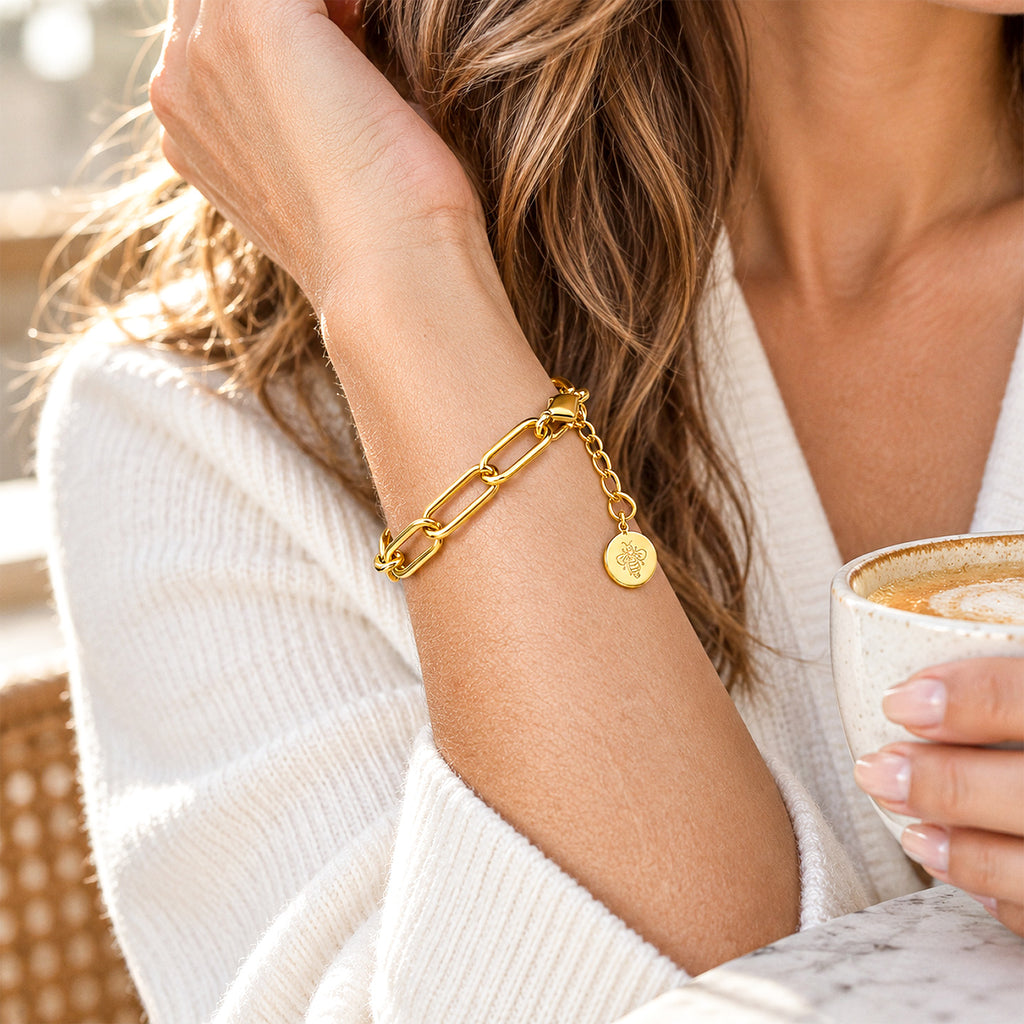 Bee Signature Paperclip Link Bracelet