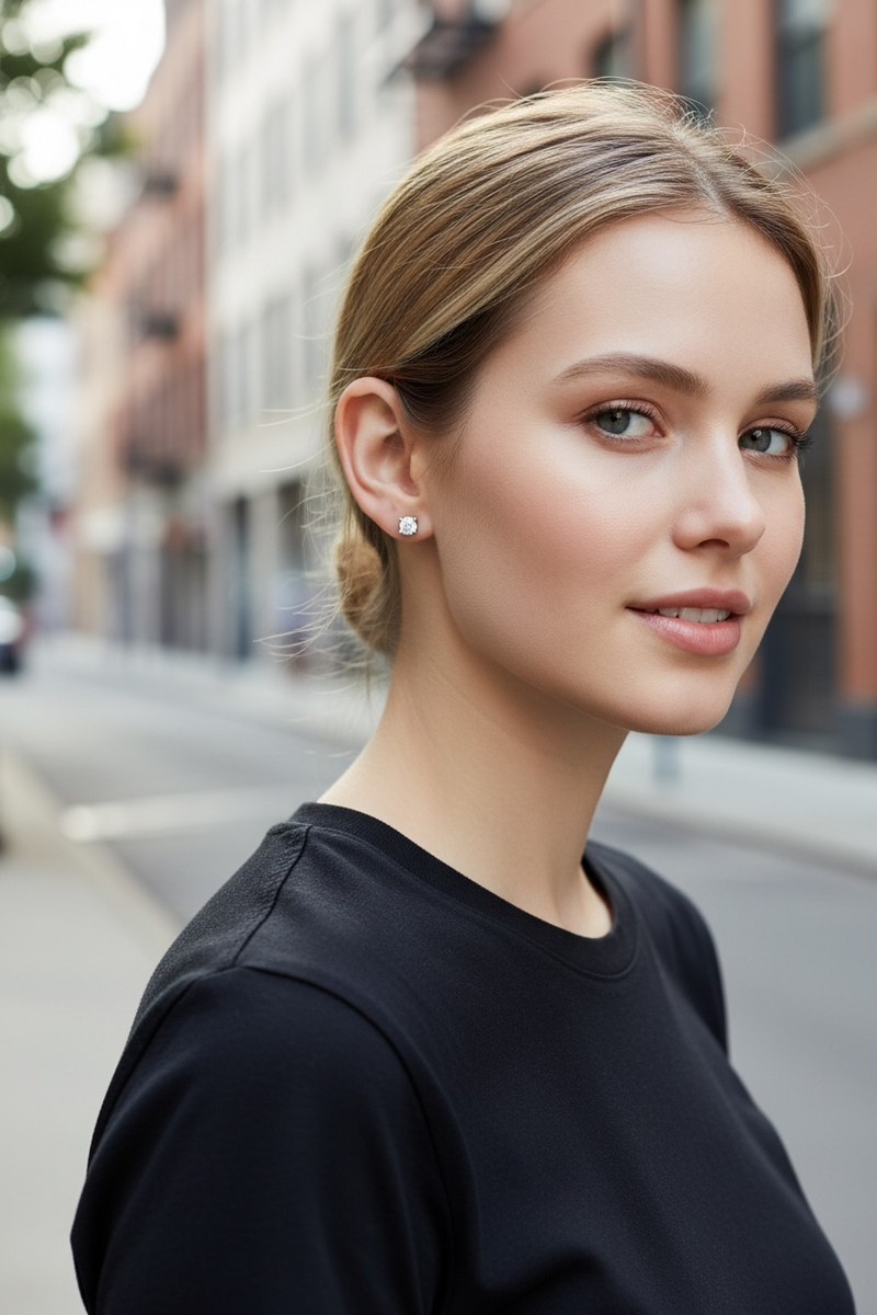 Honey Spark Petite Moissanite Studs – Petite Moissanite Stud Earrings