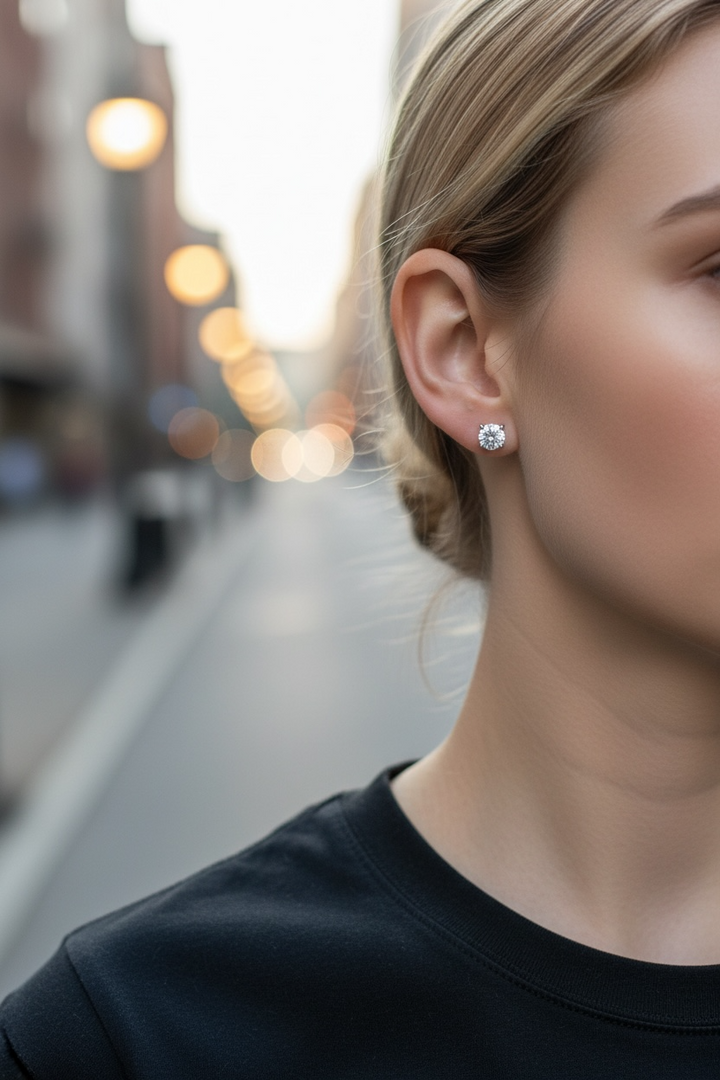 Big Sparkle Moissanite Studs – Moissanite Stud Earrings