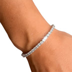Bee Sparkle tennis Bracelet in white gold worn on wrist