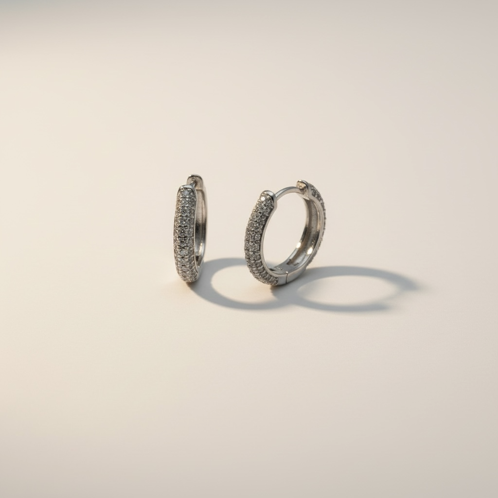 Everyday Sparkle Huggie Hoops - White Gold