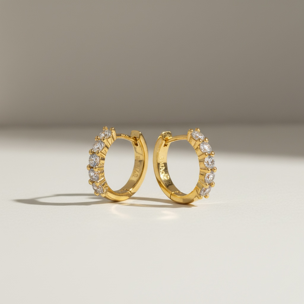 Bee Sparkle Moissanite Huggie Hoops - Gold