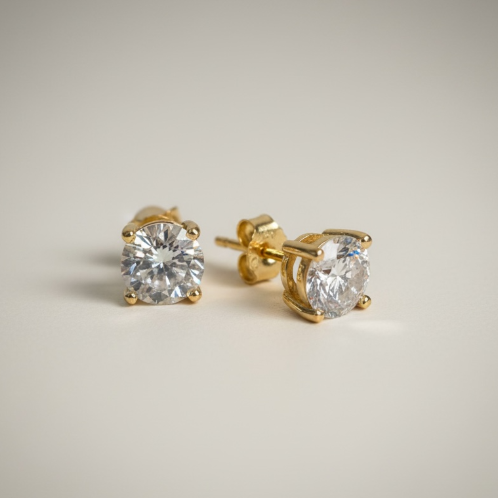 Big Sparkle Classic Moissanite Studs - Gold