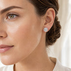 Round Halo  Moissanite Stud Earrings