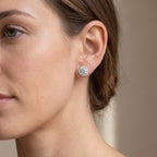 Round Halo  Moissanite Stud Earrings