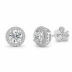 Round Halo  Moissanite Stud Earrings
