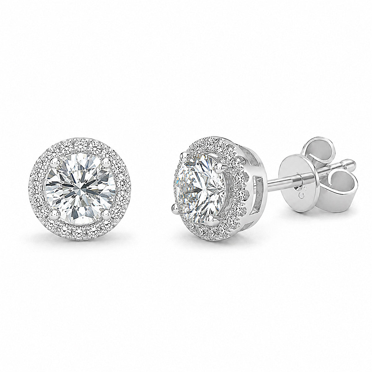 Round Halo  Moissanite Stud Earrings