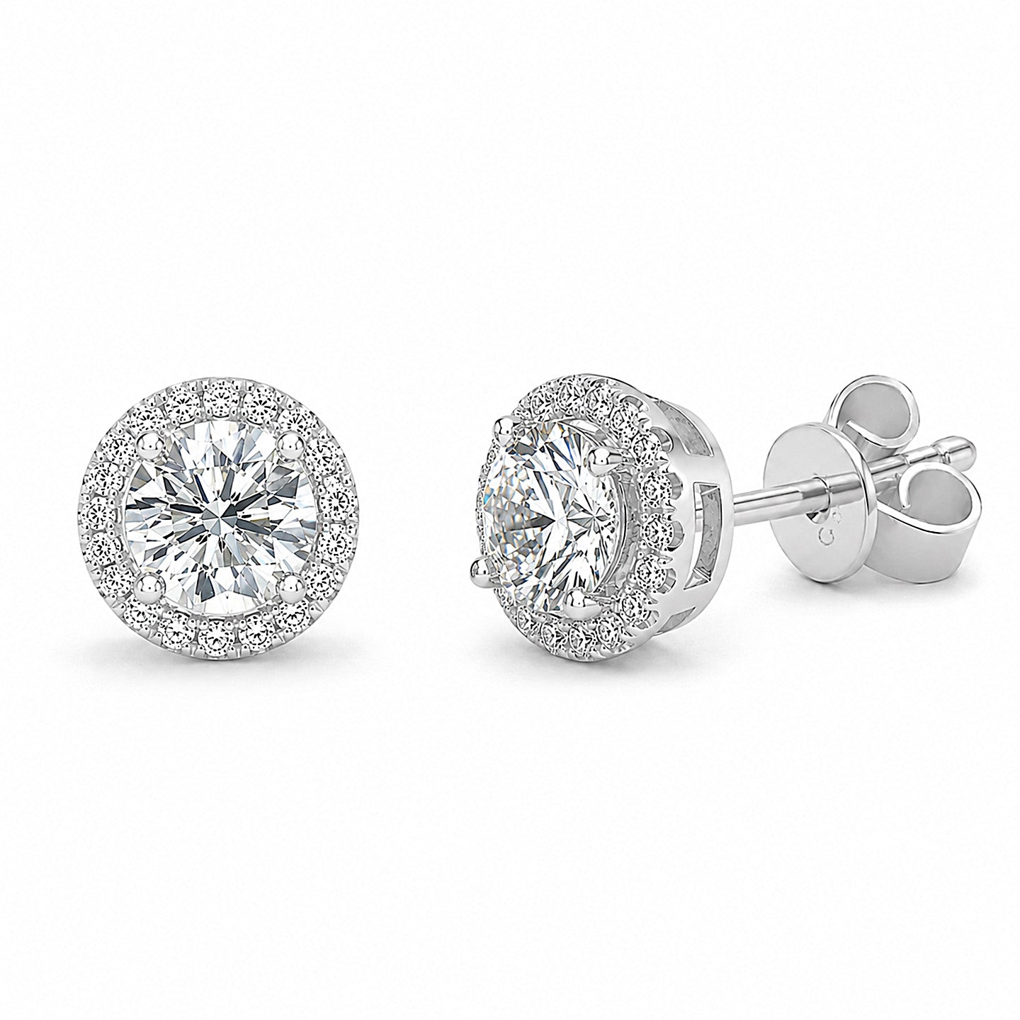 Round Halo  Moissanite Stud Earrings