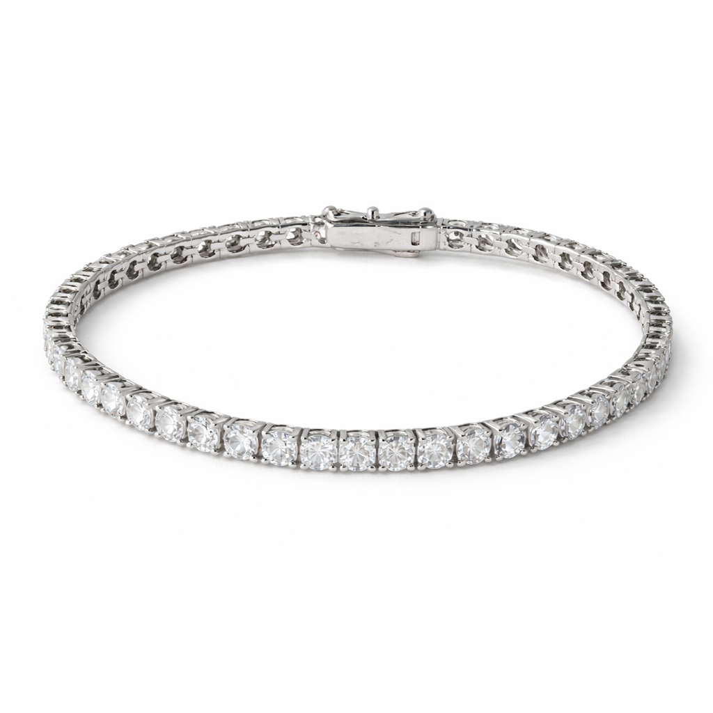 Bee Sparkle Tennis Bracelet - White Gold