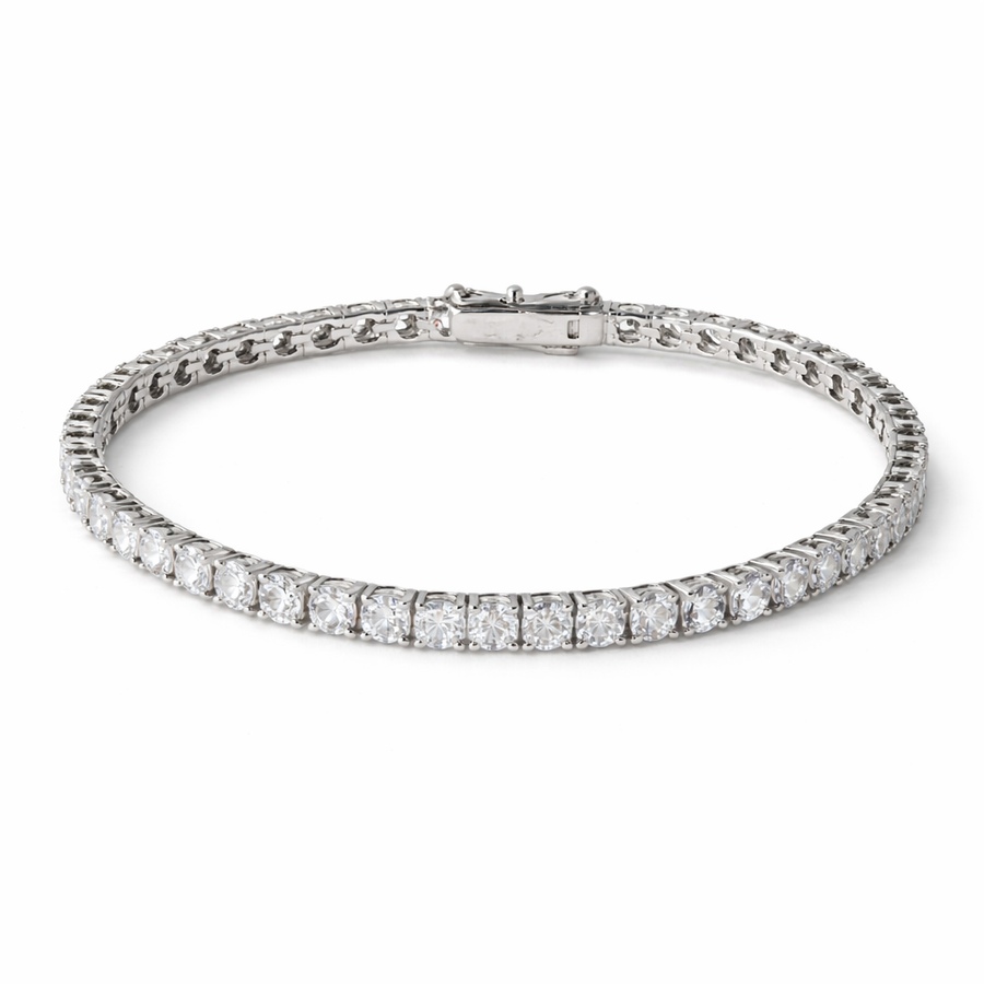 Bee Sparkle Tennis Bracelet - White Gold